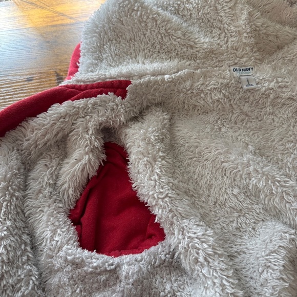 Old Navy Full Zip Hoodie Women’s Large Red‎ Grunge Warm Fuzz Lined Skater Jacket - Picture 9 of 12